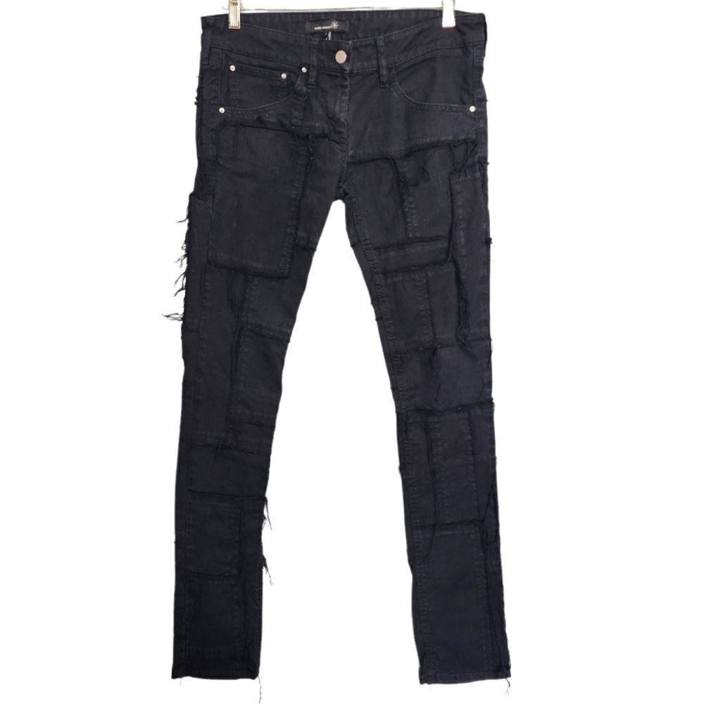 Isabel Marant Patchwork Raw Frayed Jeans Black 2